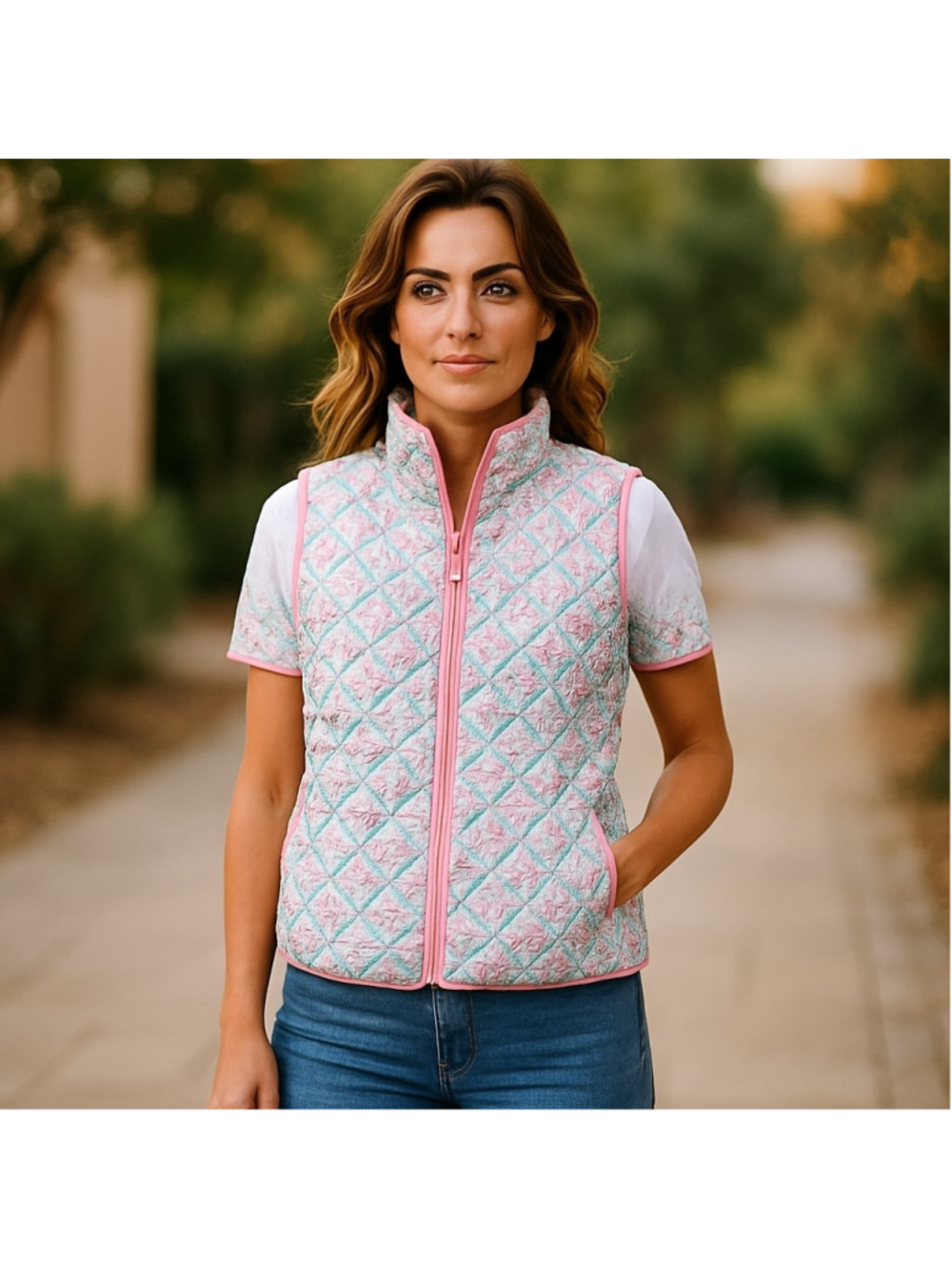 Women's Stella Parker Vest Size l Blue and Pink